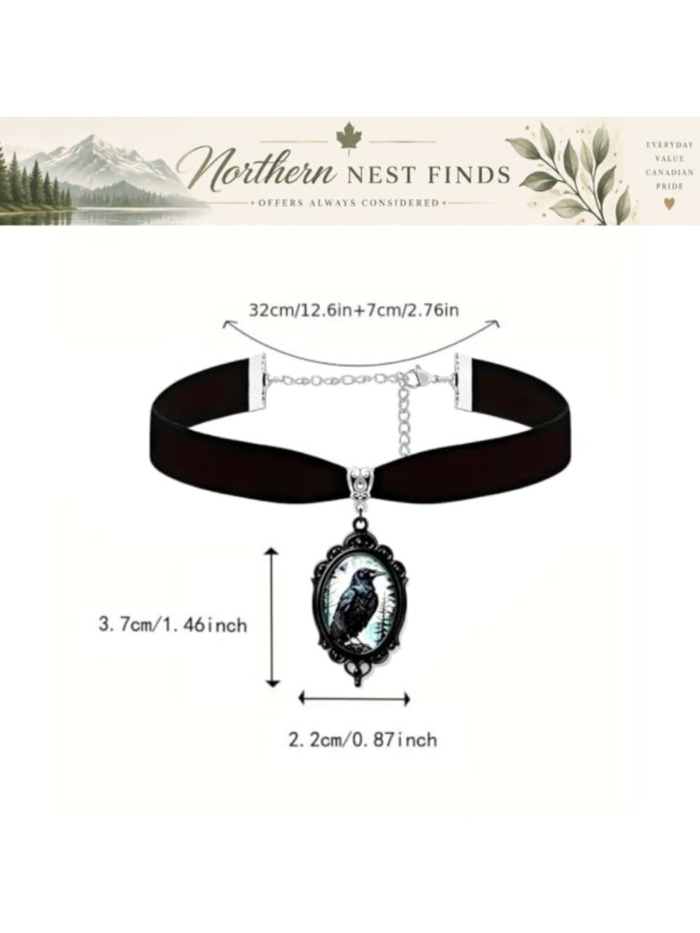 Velvet Raven Cameo Choker Necklace Crystal Glass Victorian Gothic Punk - Picture 5 of 5